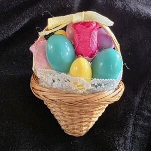 Avon Colorful Easter Egg Basket  Brooch / Pin